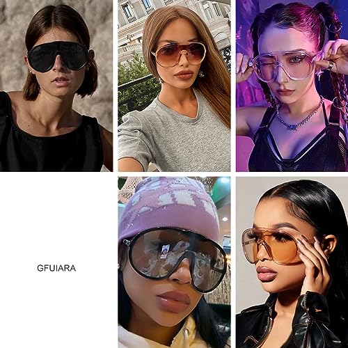 GFUIARA Trendy Oversized Sunglasses for Women Men Fashion Shield Aviator Sun Glasses UV400 Protection Goggles - Image 3