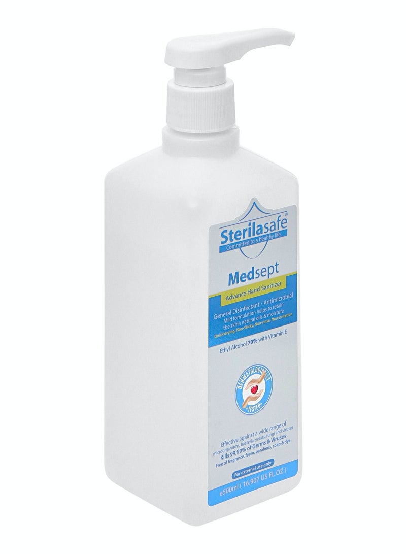 Sterilasafe MedSept Advanced Hand Sanitizer Refreshing gel 70% with Vitamin EGeneral 500 ml - Image 1