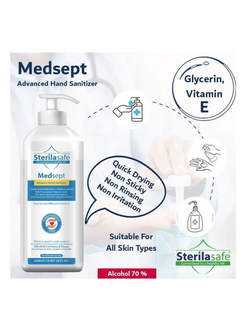 Sterilasafe MedSept Advanced Hand Sanitizer Refreshing gel 70% with Vitamin EGeneral 500 ml - Image 4