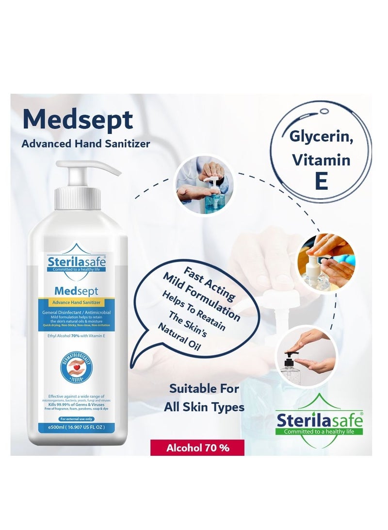 Sterilasafe MedSept Advanced Hand Sanitizer Refreshing gel 70% with Vitamin EGeneral 500 ml - Image 3