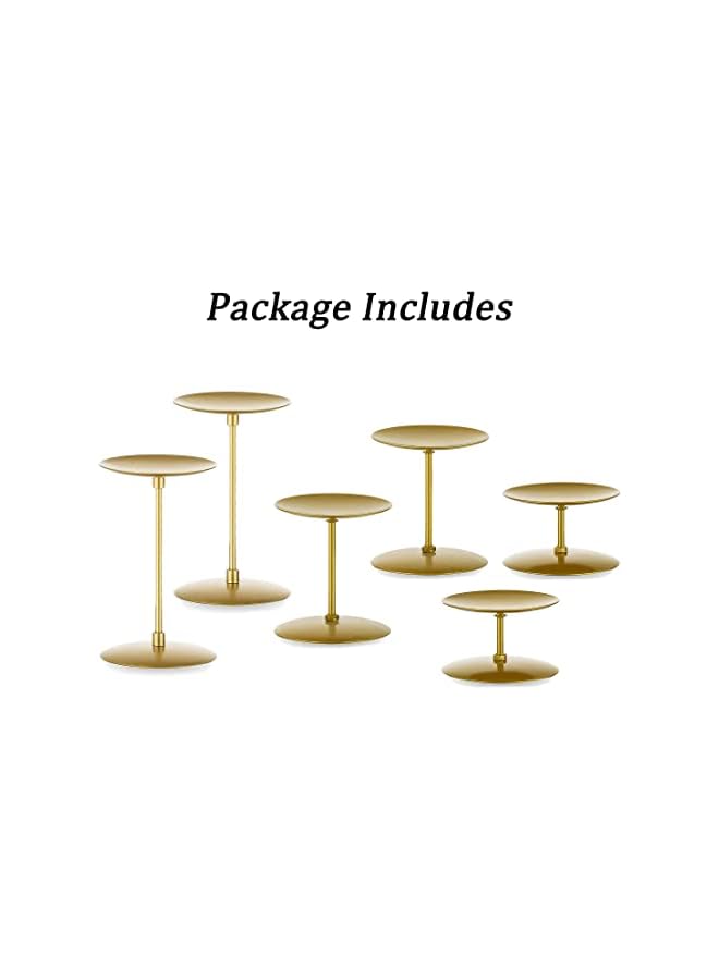 The Bros Candle Holders Candle Plates - Set of 6 Candelabra Candle Stand Iron Plate Minimalism Modern Home Mantel Dinning Table Decorations Centerpiece for Wedding, Party, Events, Gold - Image 2