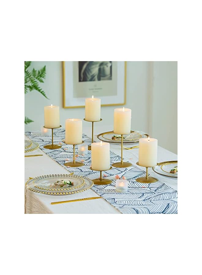 The Bros Candle Holders Candle Plates - Set of 6 Candelabra Candle Stand Iron Plate Minimalism Modern Home Mantel Dinning Table Decorations Centerpiece for Wedding, Party, Events, Gold - Image 3