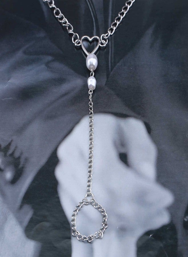 Yheakne Boho Heart Finger Bracelet Silver Slave Bracelets Vintage Pearl Finger Chain Bracelets Summer Ring Bracelets Everyday Bracelet Hand Chain Jewelry for Women - Image 5