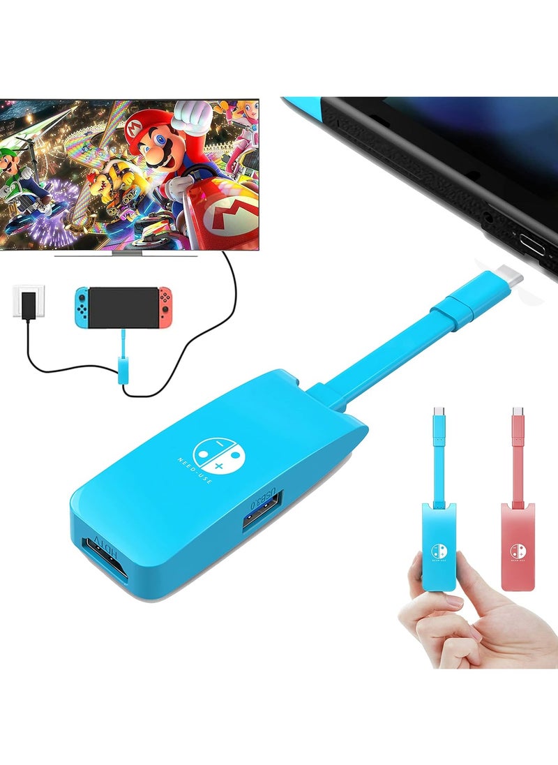 VKL - Switch HDMI Dock Adapter Compatible with Nintendo Switch/Switch OLED, Mini Portable USB-C to 4K HDMI USB Port TV Dock Charging Docking Station Base Adapter Hub for Travel Laptop Tablet Phone - Image 1