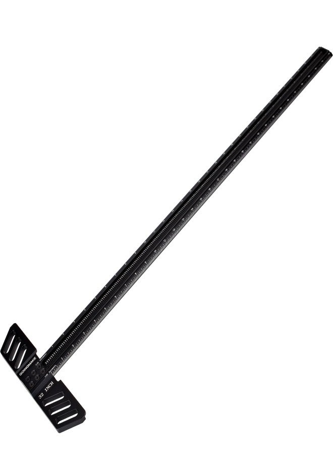 GOINGMAKE Woodworking T-Square 32 Inch Aluminum Alloy T Square Ruler 1/32" Hole Scrbing Guides Positioning Scribe Tool Precision Woodworking Ruler Scribing Tool for Carpenter Layout and Measuring - Image 1