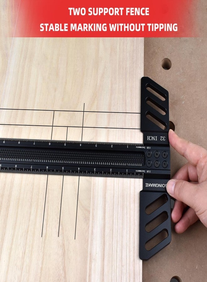 GOINGMAKE Woodworking T-Square 32 Inch Aluminum Alloy T Square Ruler 1/32" Hole Scrbing Guides Positioning Scribe Tool Precision Woodworking Ruler Scribing Tool for Carpenter Layout and Measuring - Image 5