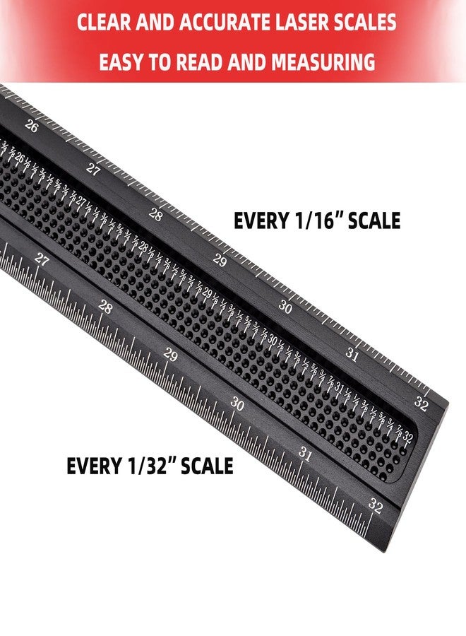 GOINGMAKE Woodworking T-Square 32 Inch Aluminum Alloy T Square Ruler 1/32" Hole Scrbing Guides Positioning Scribe Tool Precision Woodworking Ruler Scribing Tool for Carpenter Layout and Measuring - Image 3