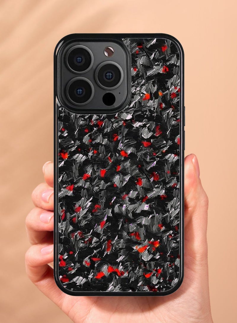 SOLARAE Luxurious Real Carbon Fiber iPhone Case - Lightweight, Drop Protection (iPhone 14 Pro) Red - Image 3