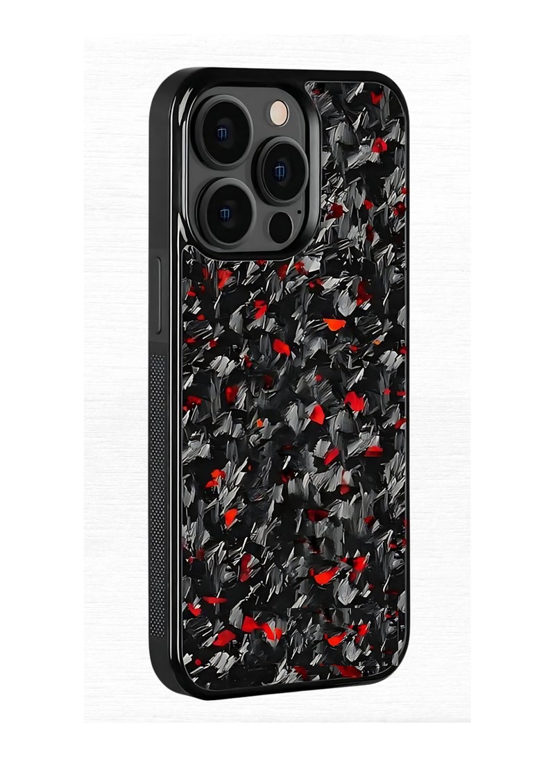 SOLARAE Luxurious Real Carbon Fiber iPhone Case - Lightweight, Drop Protection (iPhone 14 Pro) Red - Image 2