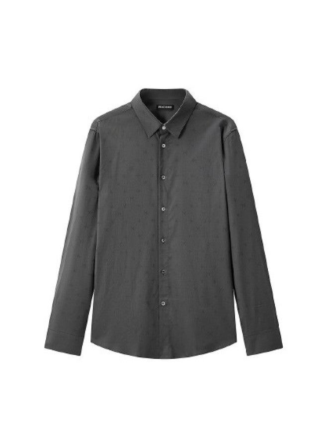 Waxbird Men's Long Sleeve Slim Fit Shirt With All-over Monogram Print, Spring/autumn Collection - Image 1