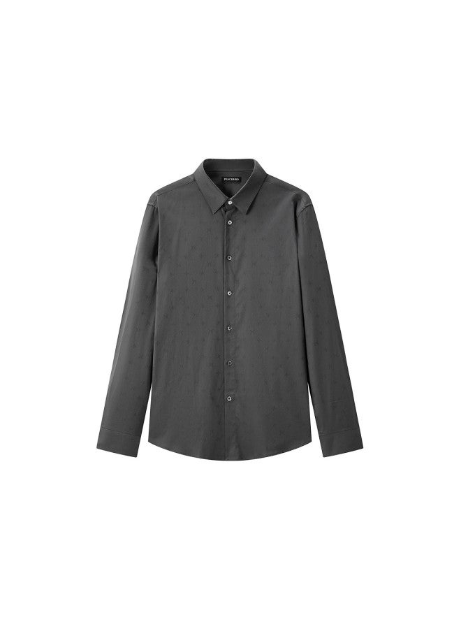 Waxbird Men's Long Sleeve Slim Fit Shirt With All-over Monogram Print, Spring/autumn Collection - Image 2