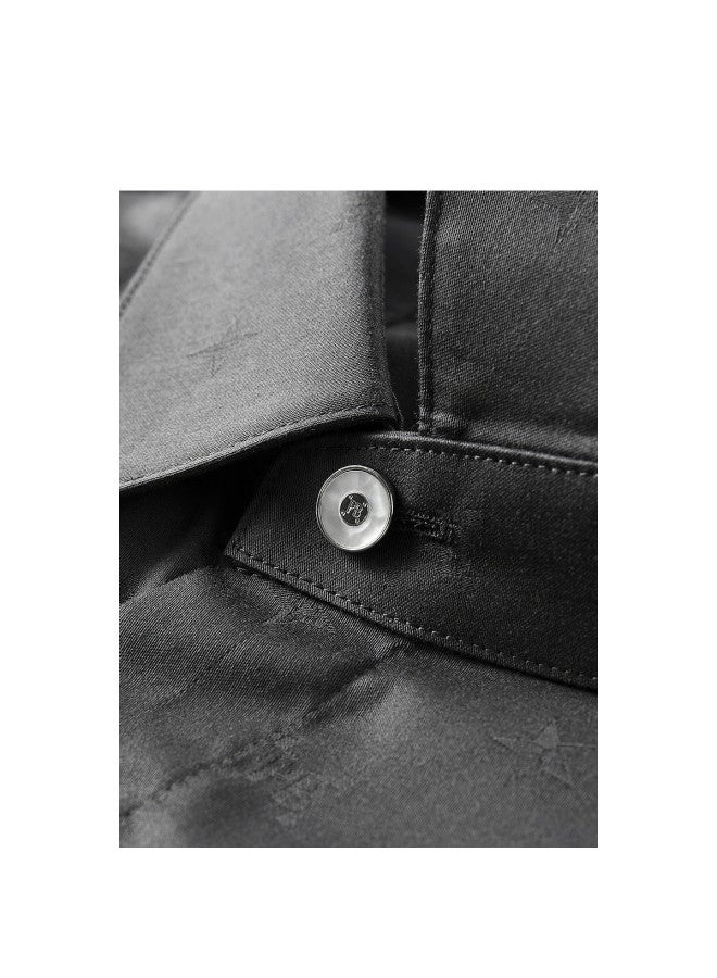 Waxbird Men's Long Sleeve Slim Fit Shirt With All-over Monogram Print, Spring/autumn Collection - Image 4