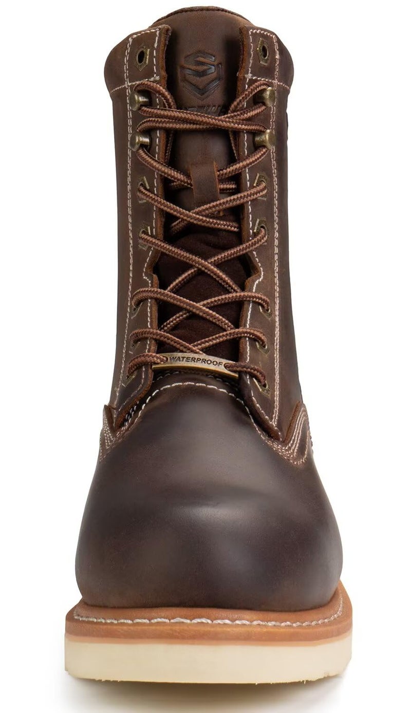 SUREWAY 8â€ Work Boots for Men - Soft Toe, Premium Full-Grain Leather,Wedge Work Boots/Shoes,Comfort Insole,Superior Oil/Slip Resistant,Real Goodyear,EH Rated Industrial Construction - Image 2