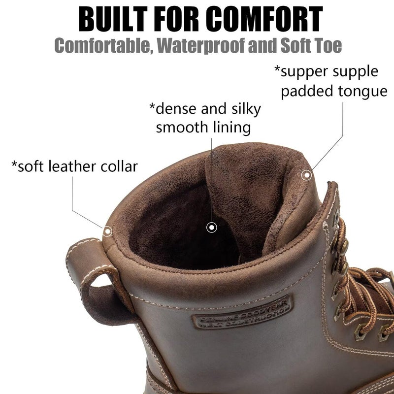 SUREWAY 8â€ Work Boots for Men - Soft Toe, Premium Full-Grain Leather,Wedge Work Boots/Shoes,Comfort Insole,Superior Oil/Slip Resistant,Real Goodyear,EH Rated Industrial Construction - Image 4