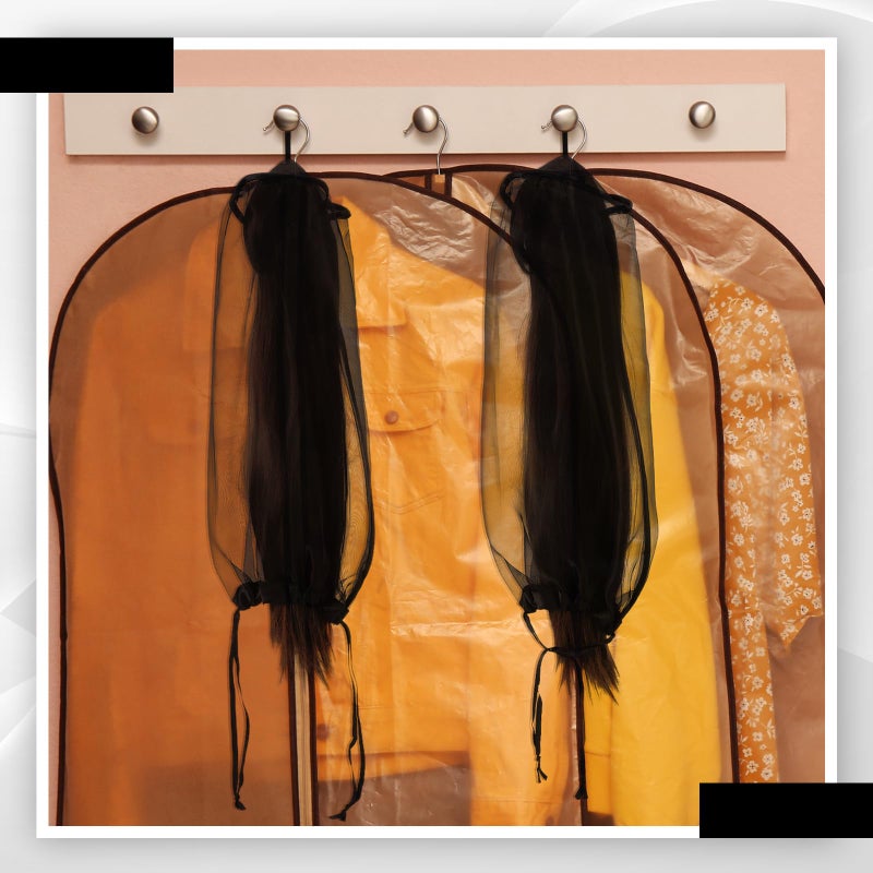 Loopeer 6 Pcs Wig Storage Bags Adjustable Wig Bag with Drawstring Portable Travel Organizer for keep from Dirt Dust(Black) - Image 5