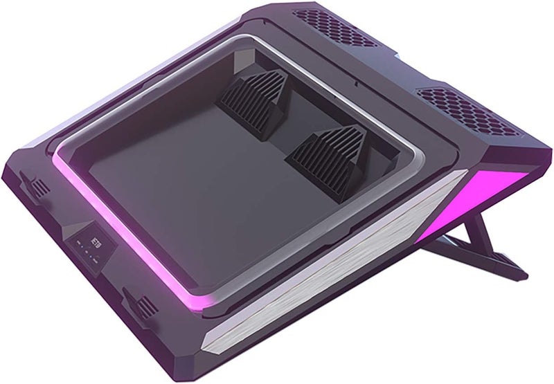 IETS GT300 Double Blower Laptop Cooling Pad for 14-17 Inch Gaming Laptop, Cooler Pad with Dust Filter, Flexible Rubber Ring, Colorful Lights,Adjustable Mount Stand,Third Gear Speed - Image 1