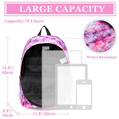 VASCHY School Backpack for Girls, Cute Schoolbag Bookbag for Kids/Teens/Middle School/College/Work Backpack for Women, Pink Galaxy - Image 3