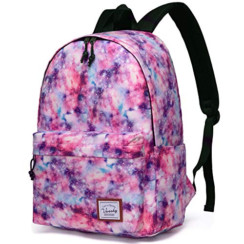 VASCHY School Backpack for Girls, Cute Schoolbag Bookbag for Kids/Teens/Middle School/College/Work Backpack for Women, Pink Galaxy - Image 1