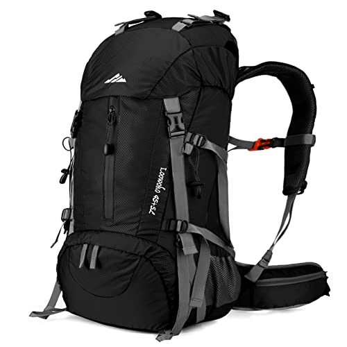 Loowoko 50L Hiking Backpack, Waterproof Camping Essentials Bag with Rain Cover, 45+5 Liter Lightweight Backpacking Back Pack - Image 1