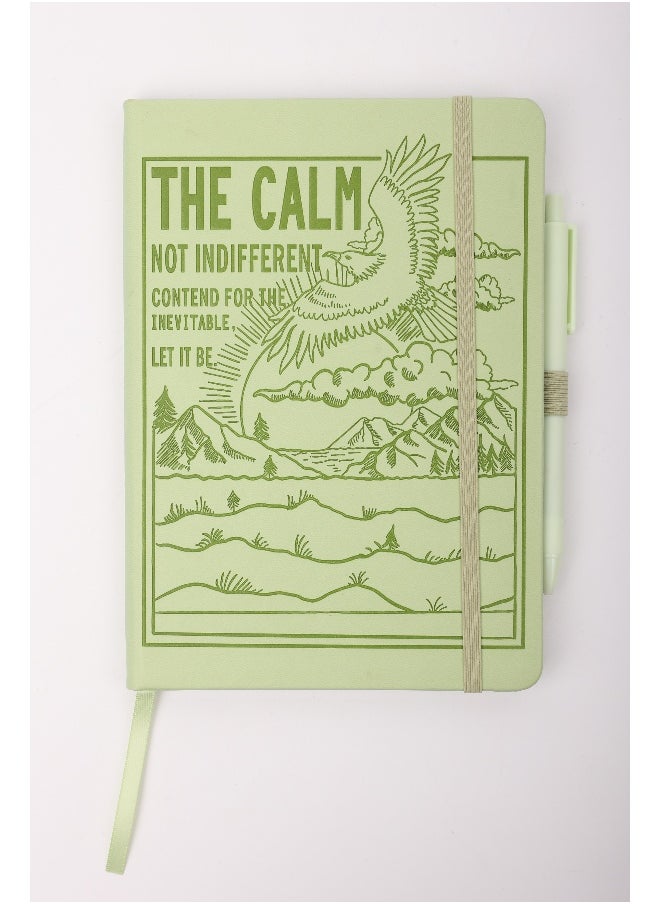 Miniso MINISO Lime Series A5 PU Cover Embossed Pattern Hardcover Book Set with Sign Pen (80 Sheets) (PDQ) – Elegant and Durable Notebook Set with Embossed Cover for Writing, School, and Office Use 