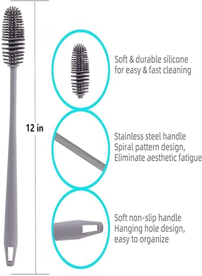 SHOPECOM فرشاة تنظيف زجاجات سيليكون من SHOPECOM، فرشاة تنظيف زجاجات بمقبض طويل، فرشاة تنظيف زجاجات المياه، فرشاة تنظيف لزجاجات هايدرو فلاسك، والأواني الزجاجية، وزجاجات المياه الرياضية المفرغة من الهواء، فرش تنظيف زجاجات المياه (عبوة واحدة) - Image 4