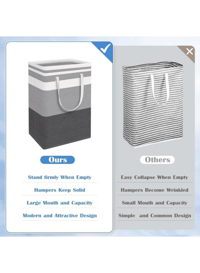 3-Pack Collapsible Laundry Baskets, Freestanding Waterproof Hamper with Handles for Adults - Laundry Room, Bedroom, Bathroom, Dorm - Image 3