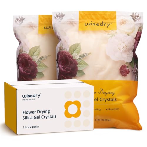wisedry 10 LBS Silica Gel Flower Drying Crystals, 2 Packs of 5 LBS, Fine Crystals < 1mm, Color Indicating, Reusable - Image 1