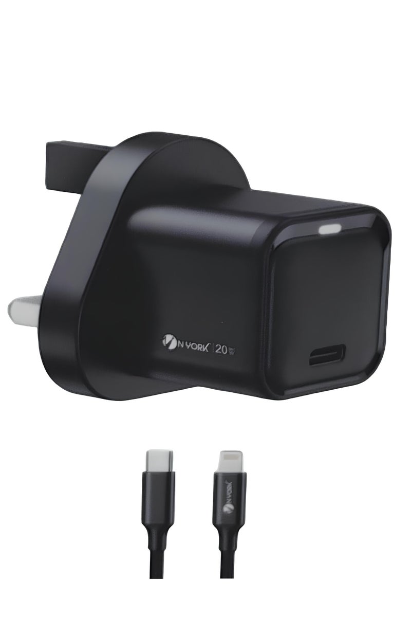 NYORK 20W Type-C GaN Fast Charging Charger with Type-C iPhone Charging Cable - Image 1