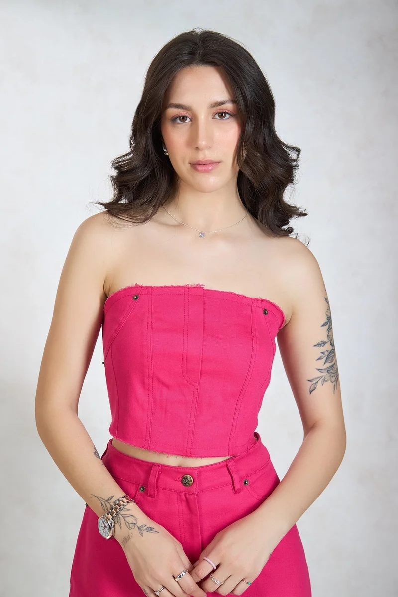 Virgio  VIRGIO Cotton Stretch Raw Edge Drill Bandeau for Women | Best Price UAE