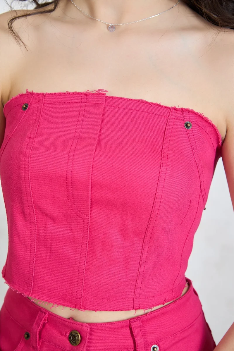 Virgio  VIRGIO Cotton Stretch Raw Edge Drill Bandeau for Women | Best Price UAE