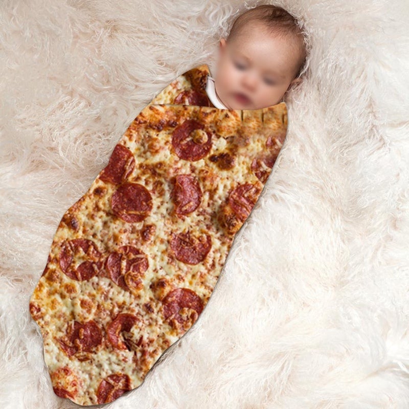 Portable Comfort Mexican Round Pizza Print Airplanes Beach Camping Throw Mat Blanket - Image 1