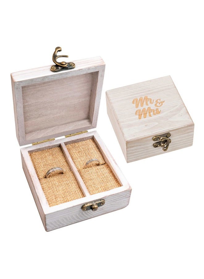 Strova Wooden Ring Box for Wedding Rings and Couple Jewelry - Engraved Mr. & Mrs. Lettering - Ring Bearer Box for Display or Personal Organizer - Brass Latch and Soft, Protective Ring Cushions - Image 1