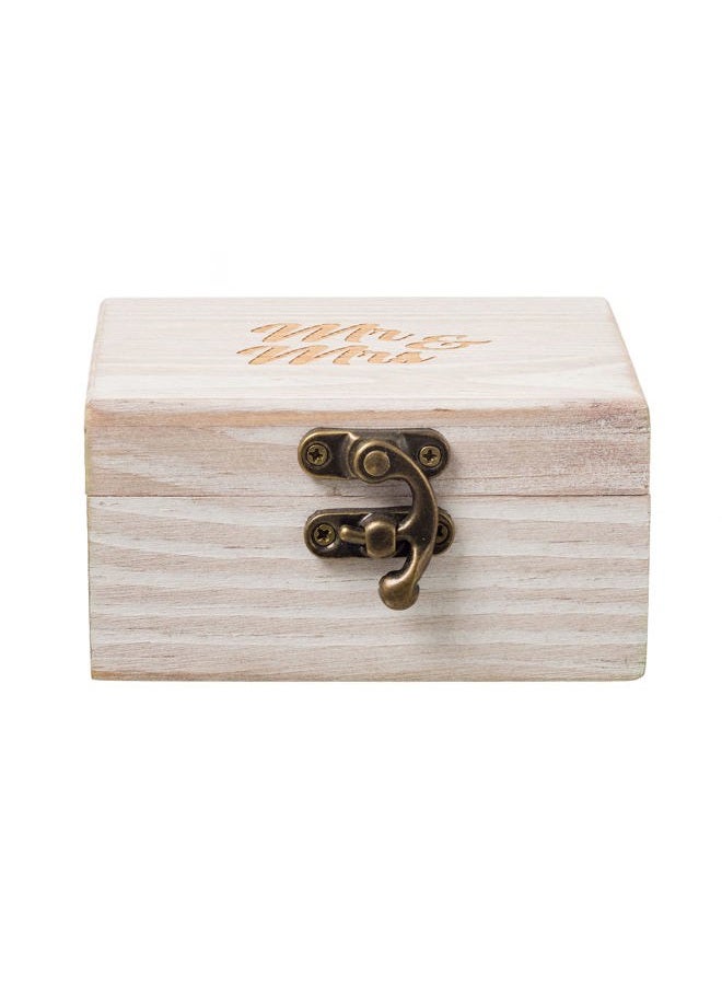 Strova Wooden Ring Box for Wedding Rings and Couple Jewelry - Engraved Mr. & Mrs. Lettering - Ring Bearer Box for Display or Personal Organizer - Brass Latch and Soft, Protective Ring Cushions - Image 4