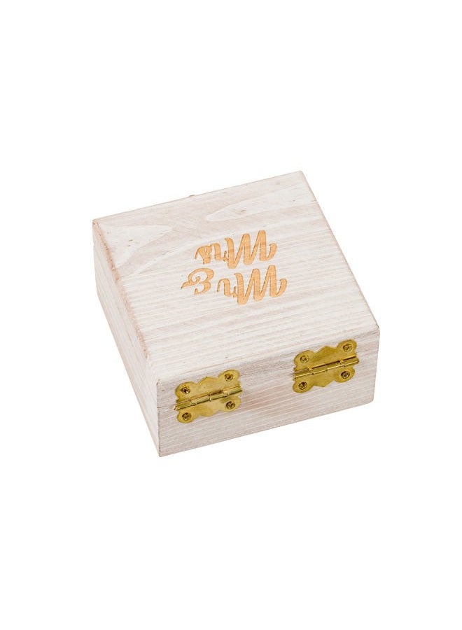 Strova Wooden Ring Box for Wedding Rings and Couple Jewelry - Engraved Mr. & Mrs. Lettering - Ring Bearer Box for Display or Personal Organizer - Brass Latch and Soft, Protective Ring Cushions - Image 5