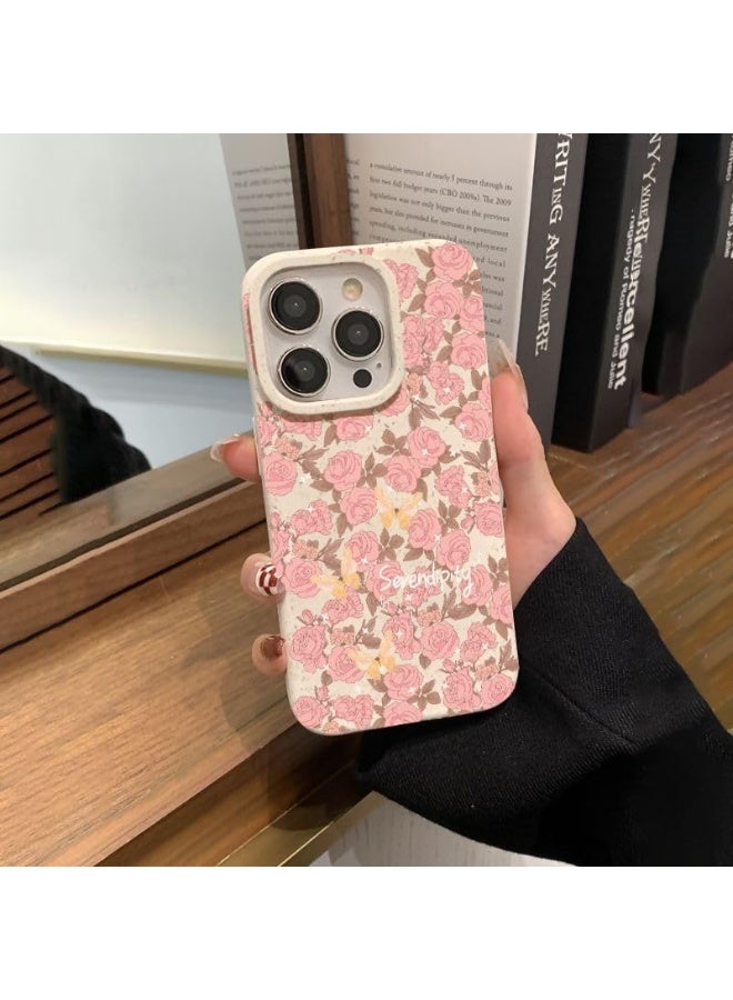 جراب هاتف iPhone 16 Pro، جراب هاتف وردي لطيف، بنمط فراشة، غطاء TPU عالي الجودة وجراب PC صلب، مضاد للخدش، مصمم للنساء والفتيات والمراهقات - Image 1