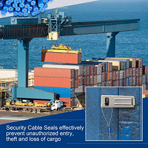 Nuogo نوغو 200 قطعة من أختام الكابلات الأمنية الفولاذية بطول 11.8 بوصة، أختام معدنية مرقمة مضادة للتلاعب، أختام شحن قابلة للتخلص، علامات مرقمة ذات قفل ذاتي لحاويات الشاحنات (زرقاء) - Image 4