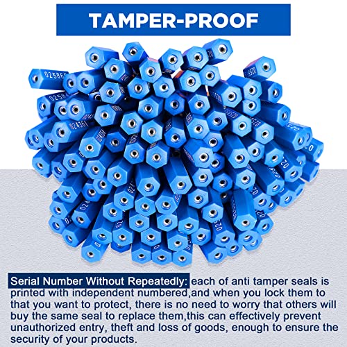Nuogo نوغو 200 قطعة من أختام الكابلات الأمنية الفولاذية بطول 11.8 بوصة، أختام معدنية مرقمة مضادة للتلاعب، أختام شحن قابلة للتخلص، علامات مرقمة ذات قفل ذاتي لحاويات الشاحنات (زرقاء) - Image 2