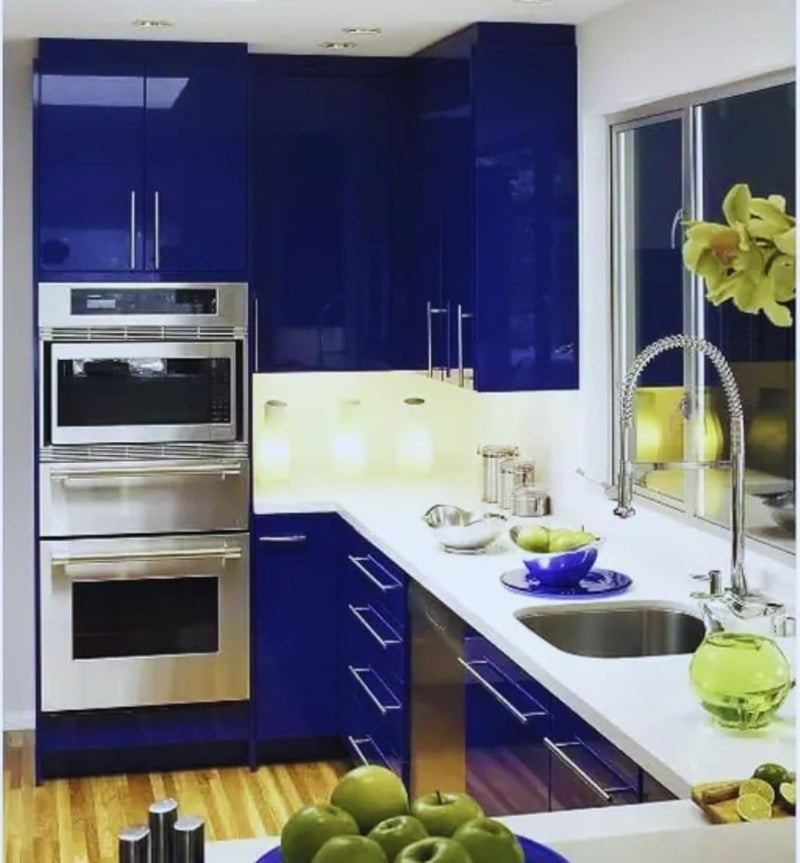 COSMOS STAR ورق جدران أزرق بحري صلب قابل للتقشير واللصق ورق لاصق غير لامع من الفينيل للجدران والخزائن والرفوف وسطح العمل في المطبخ (12 × 120 بوصة، أزرق بحري لامع) - Image 2