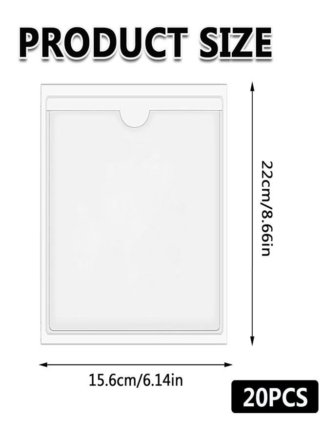 HAWAWA 20 PCS Self Adhesive Index Card Pockets with Top Open, Clear Plastic Label Holder for Cards of Note, Library and Business, Adhesive Label Pockets & Card Holder A5 14.8×21cm (Index Card not Included) - Image 2