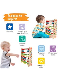 Sealive Classic Wooden Abacus For Kids Math, Educational Counting Toy With 100 Beads, 123 Learning Number Abacus For Toddler, Mathematics Toy Beads Game For Preschool Children Kindergarten  - Image 2