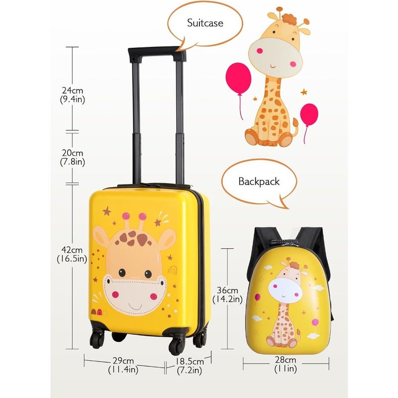 Luggage Set, Luggage and Backpack, Toddler lightweight trolley case with spinner wheels, Hardside carry-on suitcase for boys and girls Yellow - Image 2