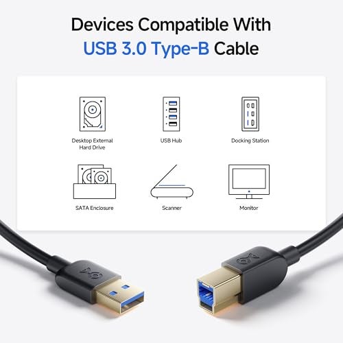 Cable Matters 5Gbps Long USB 3.0 Cable - 15ft, USB A to B Cable, USB3 Cord with Type-B 3.0 Connector for Hard Drive Enclosure/Built-in Hub and More, Black - Image 4