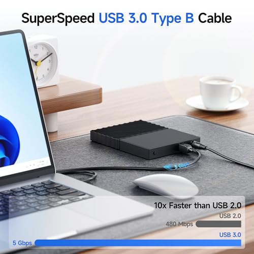 Cable Matters 5Gbps Long USB 3.0 Cable - 15ft, USB A to B Cable, USB3 Cord with Type-B 3.0 Connector for Hard Drive Enclosure/Built-in Hub and More, Black - Image 5