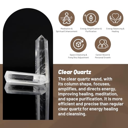 Orientrea Clear Quartz Crystal Wand-2 Pcs 2.8''-3.1'' Natural Clear Quartz Crystal Wands, Healing Crystal and Stones, Natural Clear Quartz Stone Tower, Gift Box Packaging - Image 4