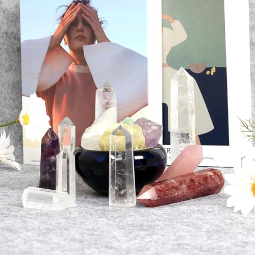 Orientrea Clear Quartz Crystal Wand-2 Pcs 2.8''-3.1'' Natural Clear Quartz Crystal Wands, Healing Crystal and Stones, Natural Clear Quartz Stone Tower, Gift Box Packaging - Image 5