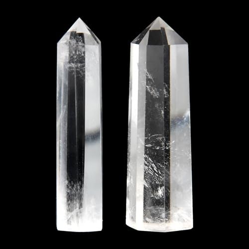 Orientrea Clear Quartz Crystal Wand-2 Pcs 2.8''-3.1'' Natural Clear Quartz Crystal Wands, Healing Crystal and Stones, Natural Clear Quartz Stone Tower, Gift Box Packaging - Image 2