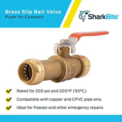 SharkBite 3/4 Inch Slip Ball Valve, Push to Connect Brass Plumbing Fitting, PEX Pipe, Copper, CPVC, PE-RT, HDPE, 24736LF - Image 4