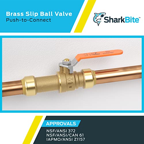 SharkBite 3/4 Inch Slip Ball Valve, Push to Connect Brass Plumbing Fitting, PEX Pipe, Copper, CPVC, PE-RT, HDPE, 24736LF - Image 5