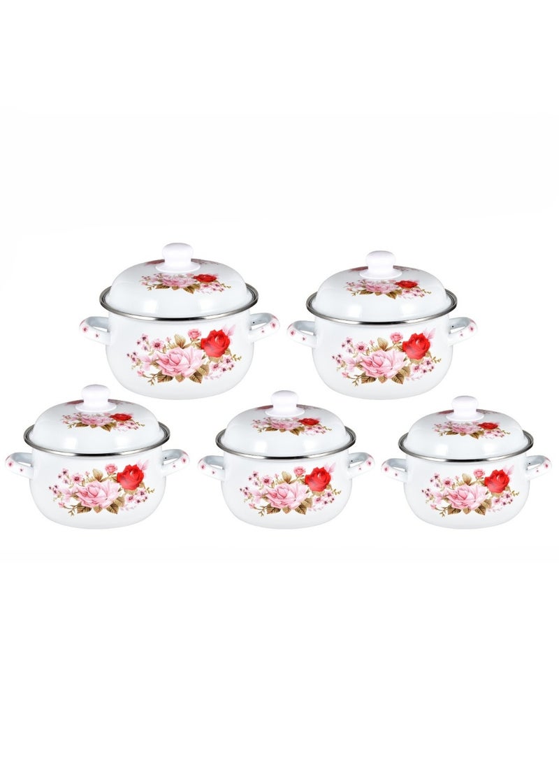 إكسترا طقم قدور شينكو نقشة ورود 5 قدر بغطاء - Image 2