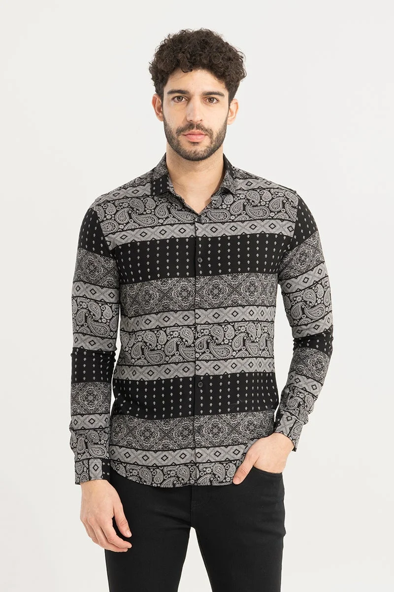 سنيتش قميص أسود بوهيمي فني